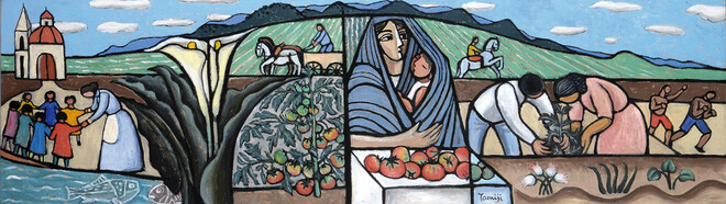 Kitagawa Tamiji, Tomato (Original Painting for Mural, former Kagome Building in Nagoya). Ca.1962 Kagome Co., Ltd.